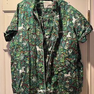 Printfresh pajamas - unicorn garden green shorts and top 4xl